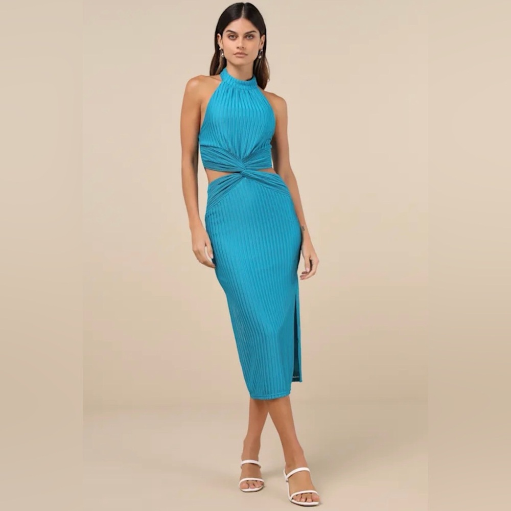 NWT Lulus Poised Attitude teal dress